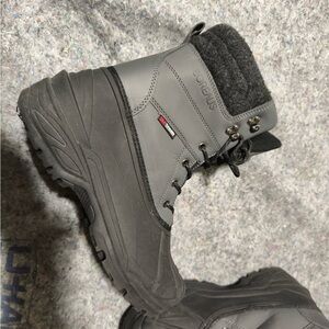 98% New Black & Grey Winter Boots with Lace-Up Design